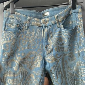 Mother denim gold brocade skinny jeans